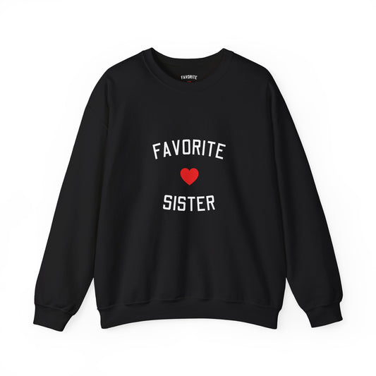 Adult — Favorite Sister Crewneck Sweatshirt — Heart Graphic