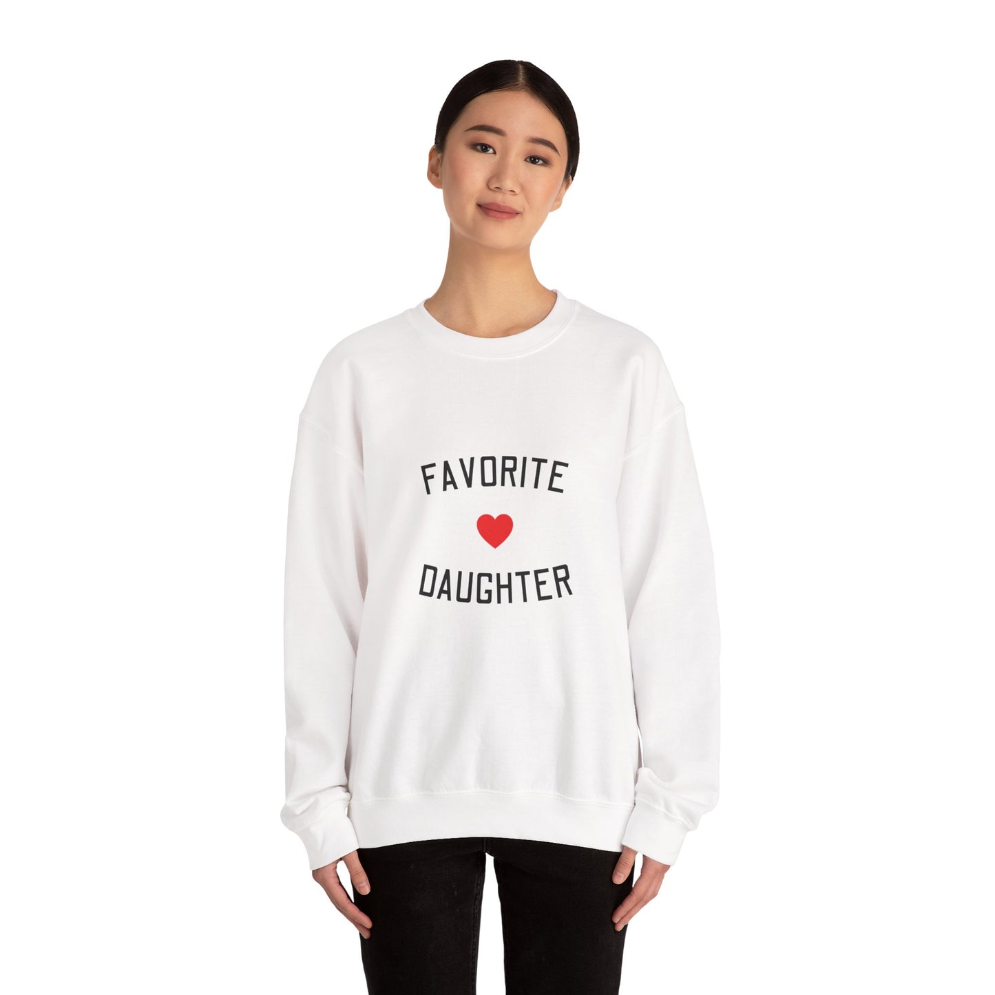 Adult — Favorite Daughter Crewneck Sweatshirt — Heart Graphic Pullover for Daughters