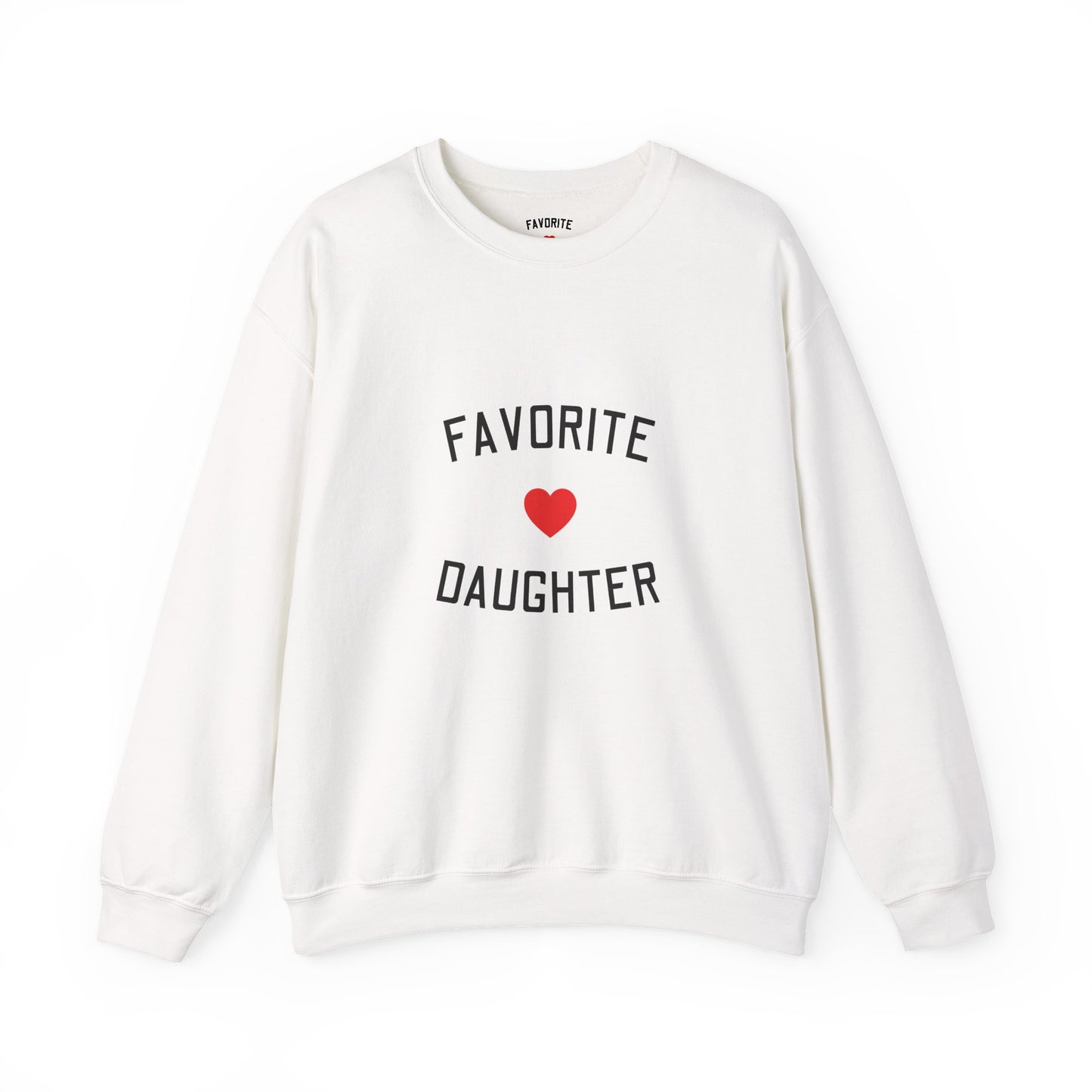 Adult — Favorite Daughter Crewneck Sweatshirt — Heart Graphic Pullover for Daughters