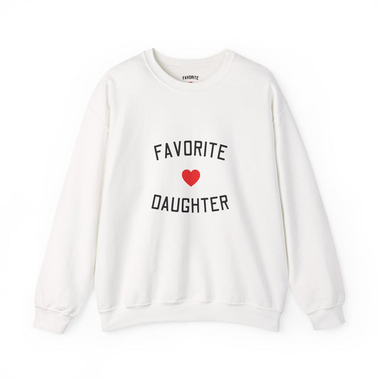 Adult — Favorite Daughter Crewneck Sweatshirt — Heart Graphic Pullover for Daughters